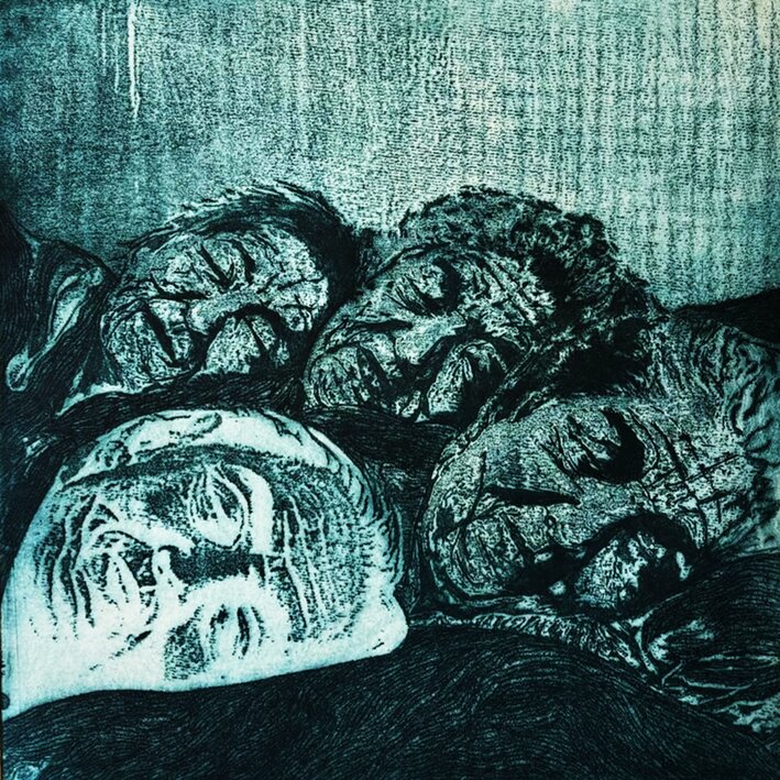 Anciano I, Grabado en aluminio, aguafuerte