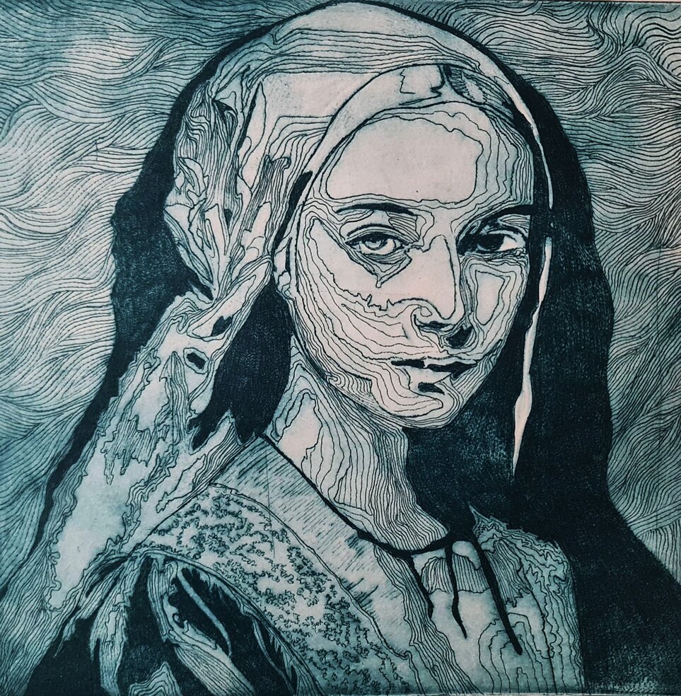 Origen Sagrado, Grabado en aluminio, aguafuerte
